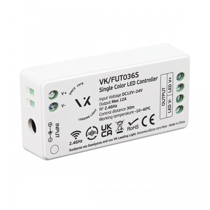VK/FUT036S -<p>Δέκτης Single color, Max output 12A, 12-24V. IP20</p> VK/FUT036S -<p>Δέκτης Single color, Max output 12A, 12-24V. IP20</p>